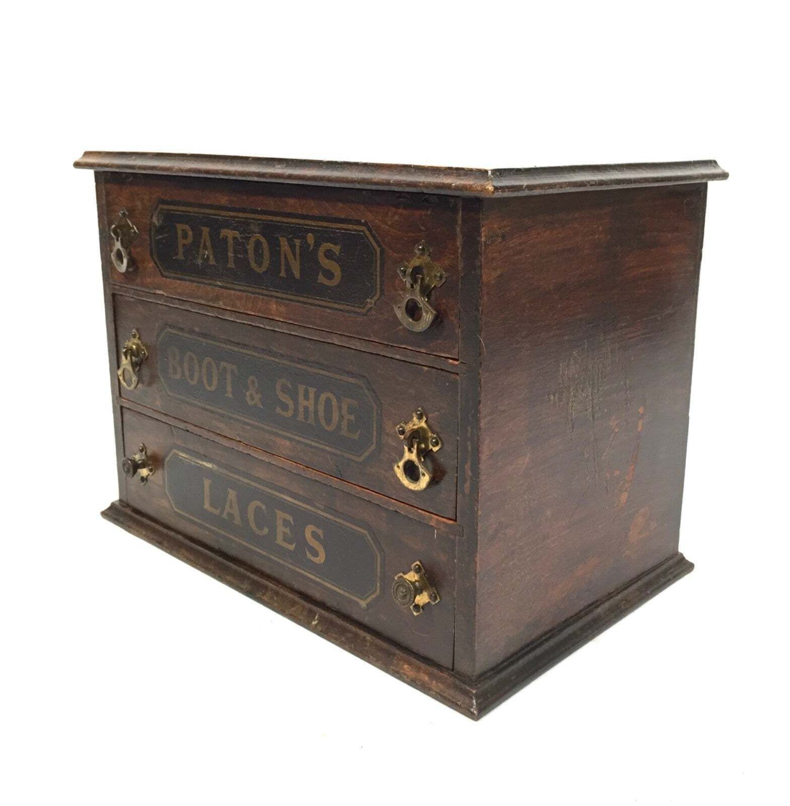 Antique Advertising Paton's Laces Haberdashery Shop Counter Drawers Cabinet photo 389.0