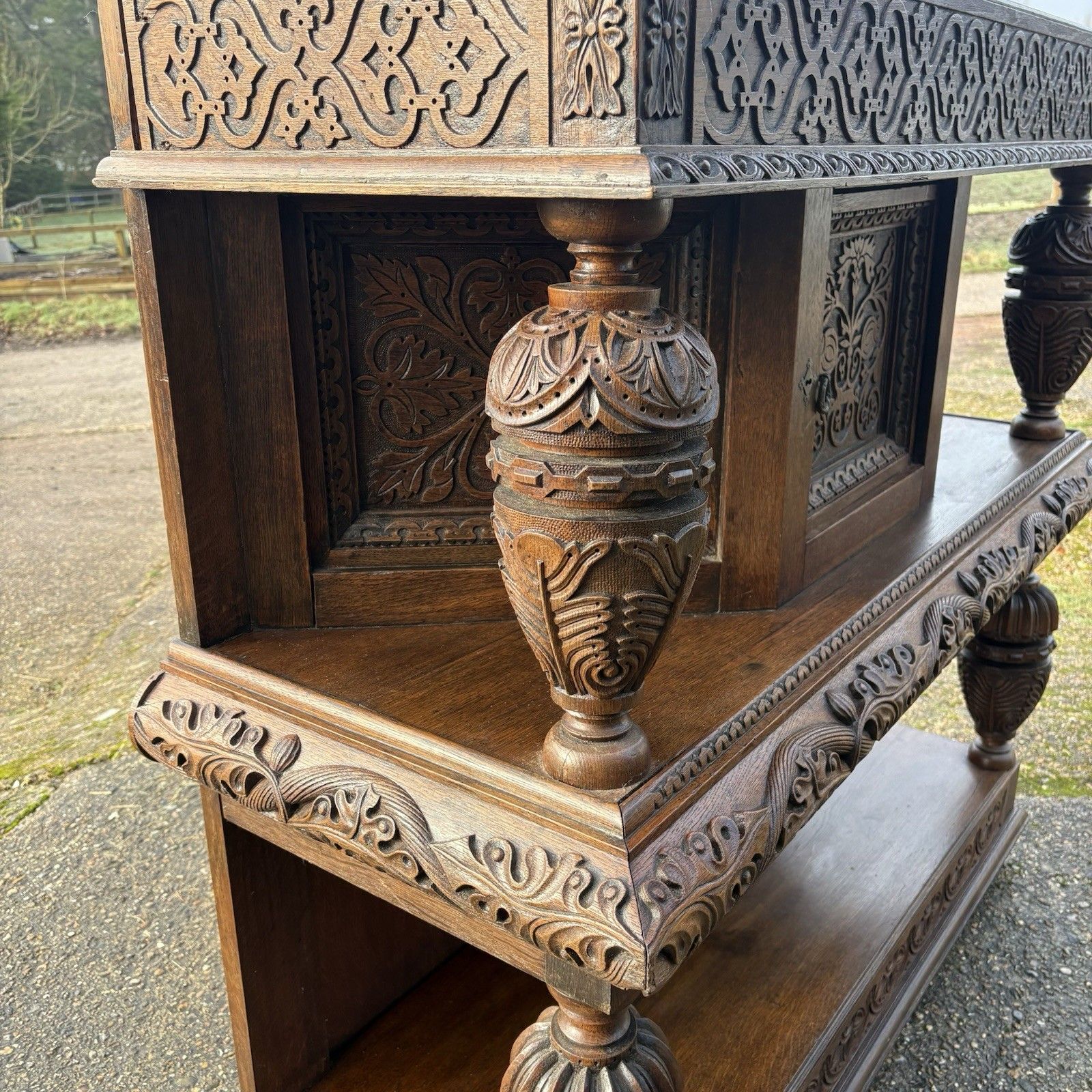 19th Century Style English Oak Livery Court Cupboard photo buy