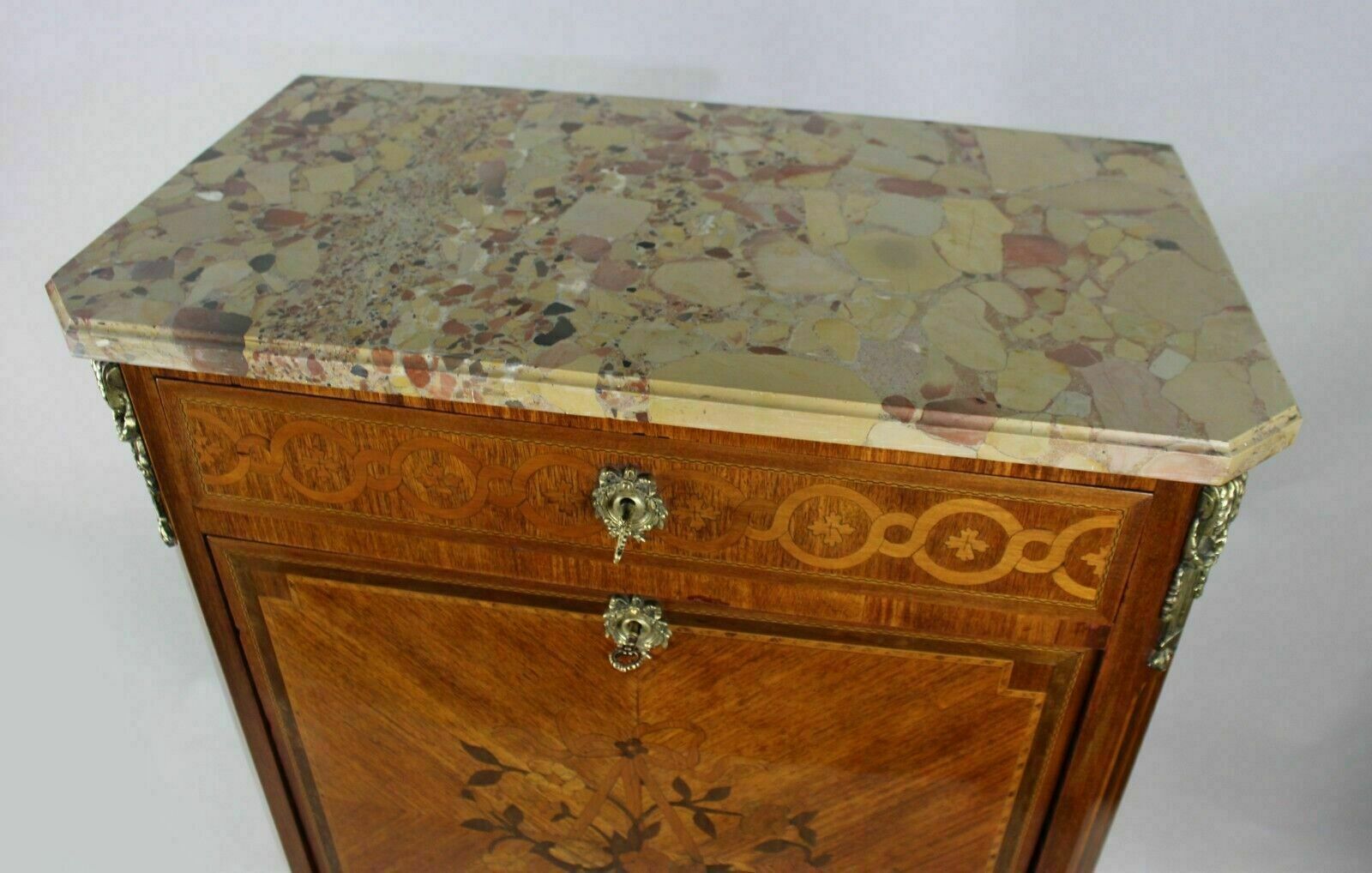 19th C. French Marble Topped Inlaid Escritoire photo Furniture
