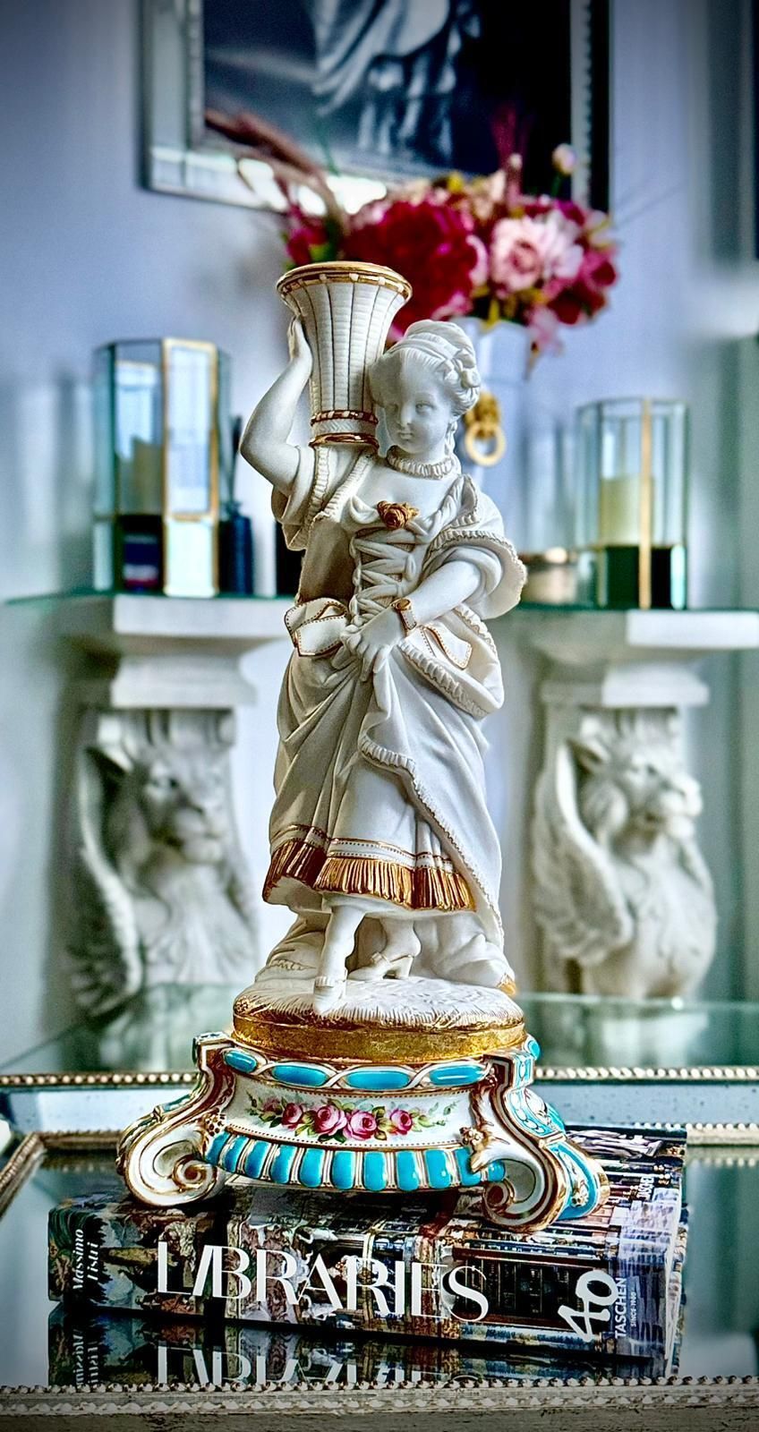 Pair Of 19th Century French Bisque Figural Candlesticks photo furniture