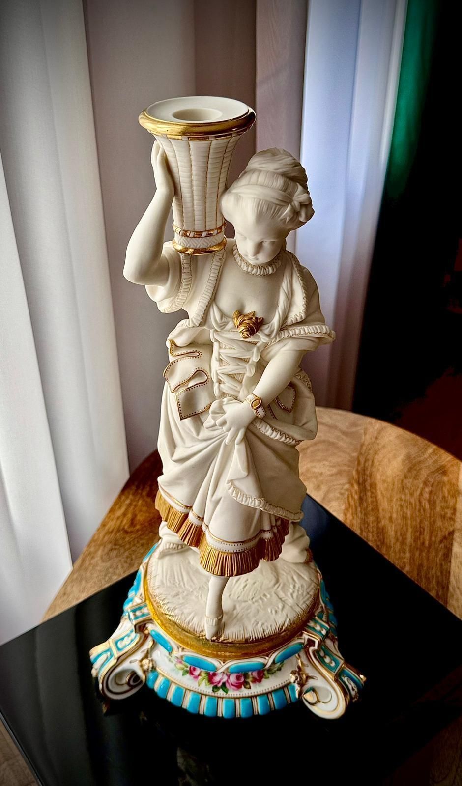 Pair Of 19th Century French Bisque Figural Candlesticks photo 455.0