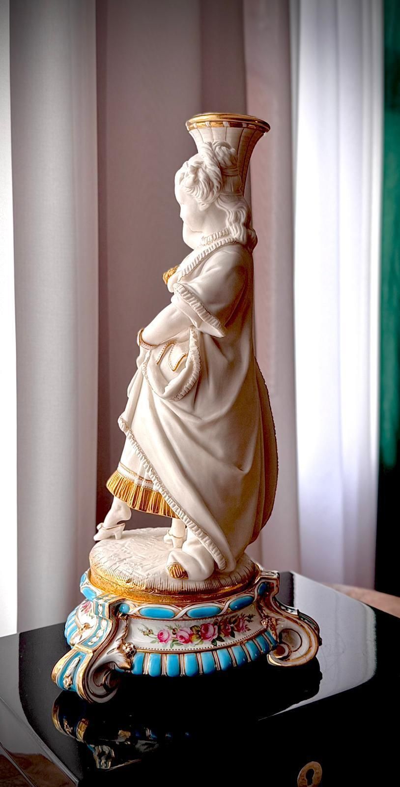 Home Decor Pair Of 19th Century French Bisque Figural Candlesticks photo