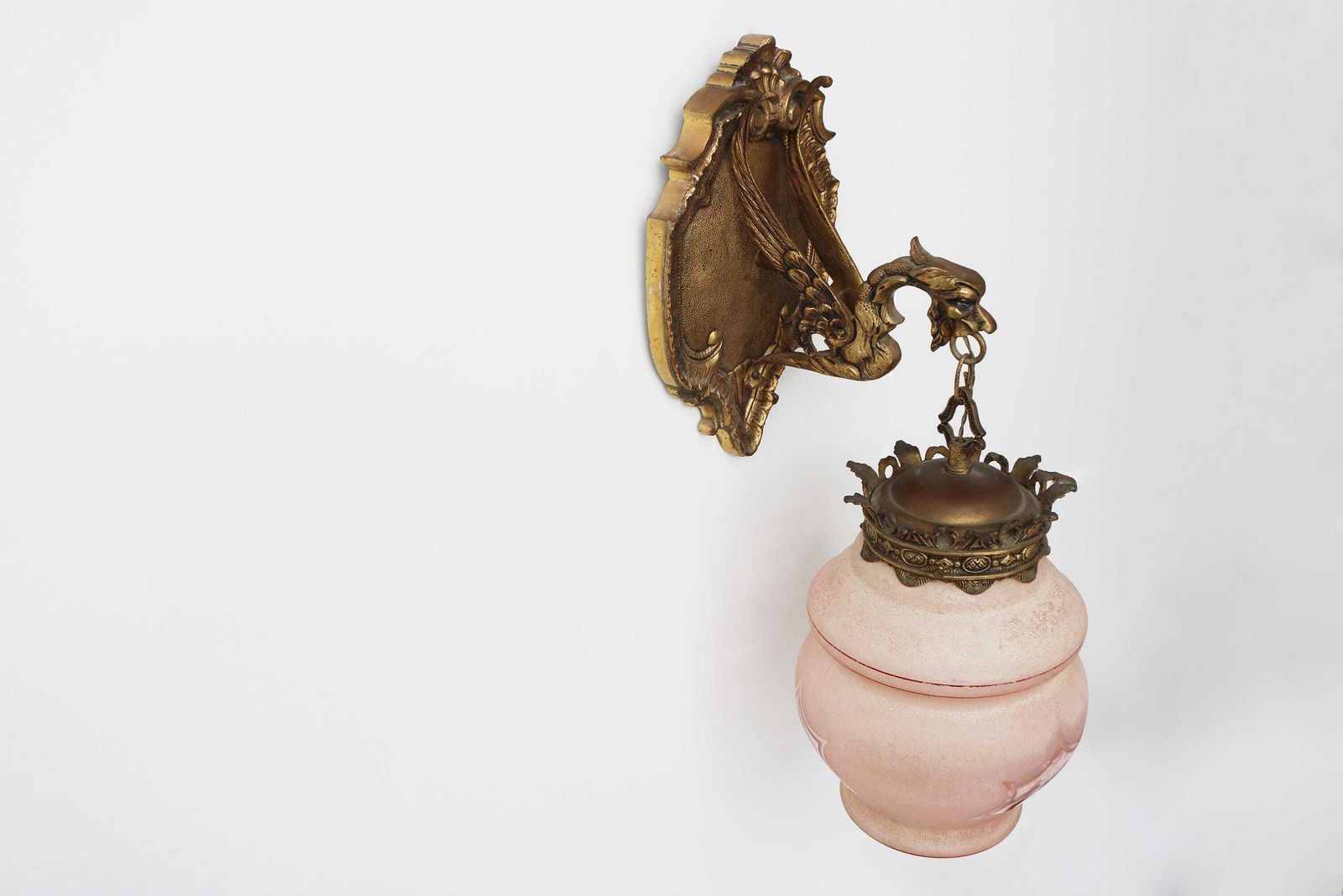 Antique Bronze Gothic Dragon Griffin Wall Sconce – Early 20th Century Mythological Lighting photo 1023.0