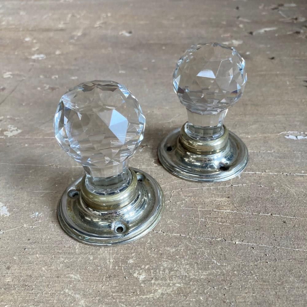 Antique Cut Glass Door Knobs, 1920s photo for sale