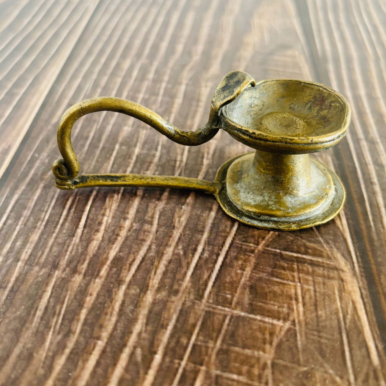 Rare Antique Sacred Brass Oil Lamp photo for sale