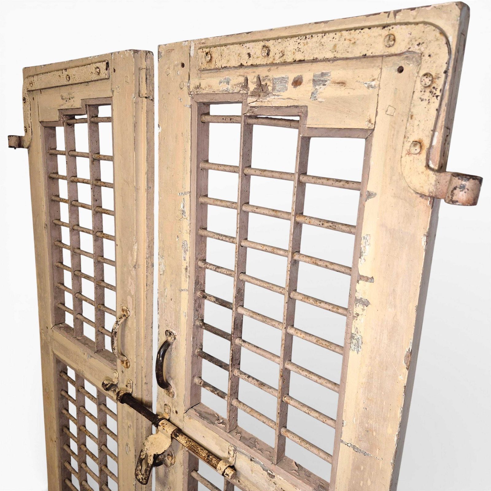 photo furniture Antique Indian Jali Doors Pair 175cm X 50cm | Carved Teak Rustic Wall Panels | Architectural Salvage