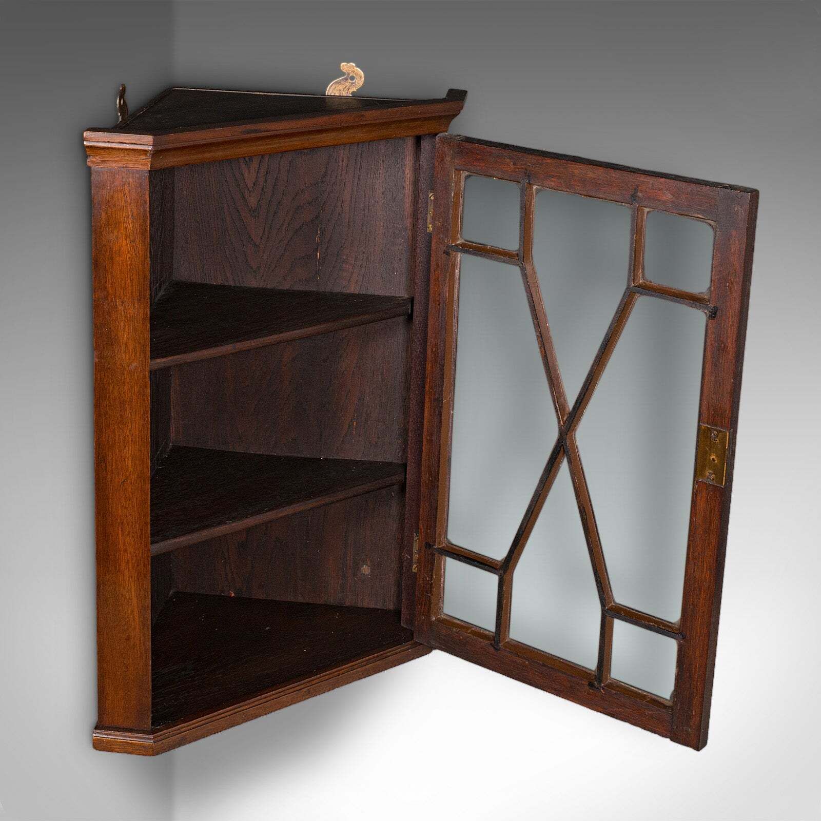 Small Antique Corner Cabinet, English, Glazed Display Cupboard, Edwardian, 1910 photo furniture
