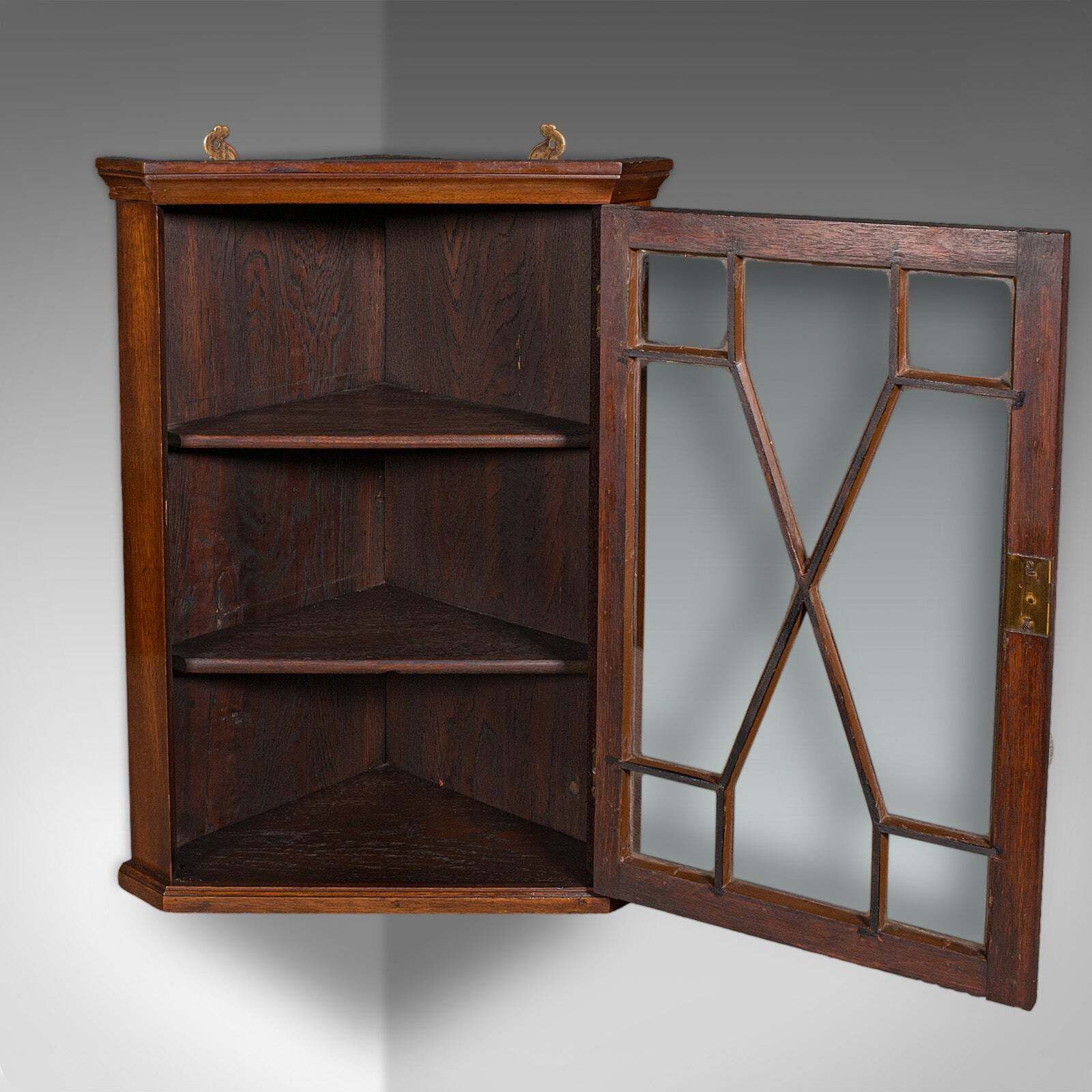 Small Antique Corner Cabinet, English, Glazed Display Cupboard, Edwardian, 1910 photo Furniture