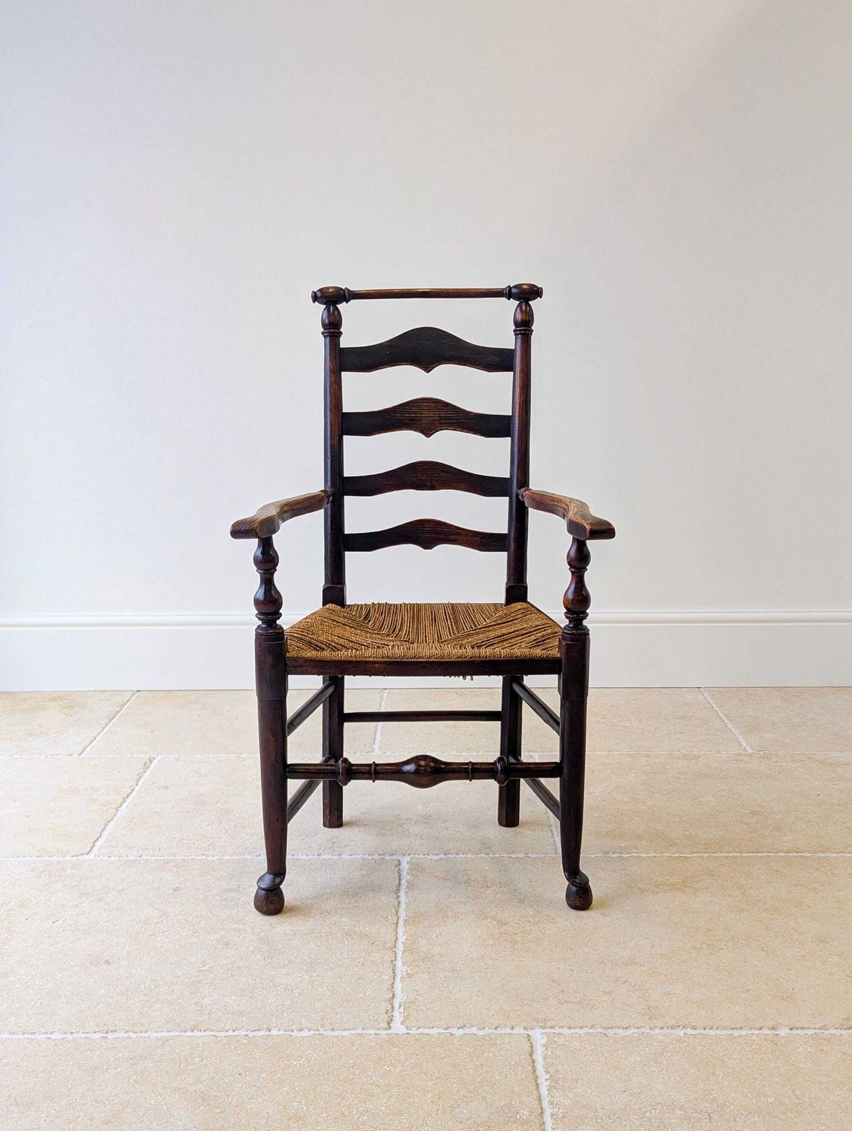 Antique Victorian Country Ash Ladderback Armchair C.1890 photo furniture
