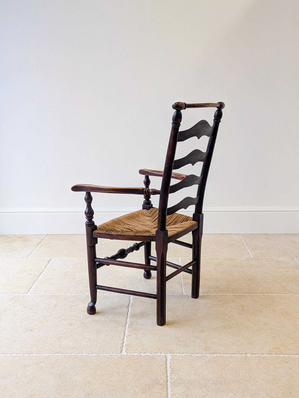 photo vinterior Antique Victorian Country Ash Ladderback Armchair C.1890