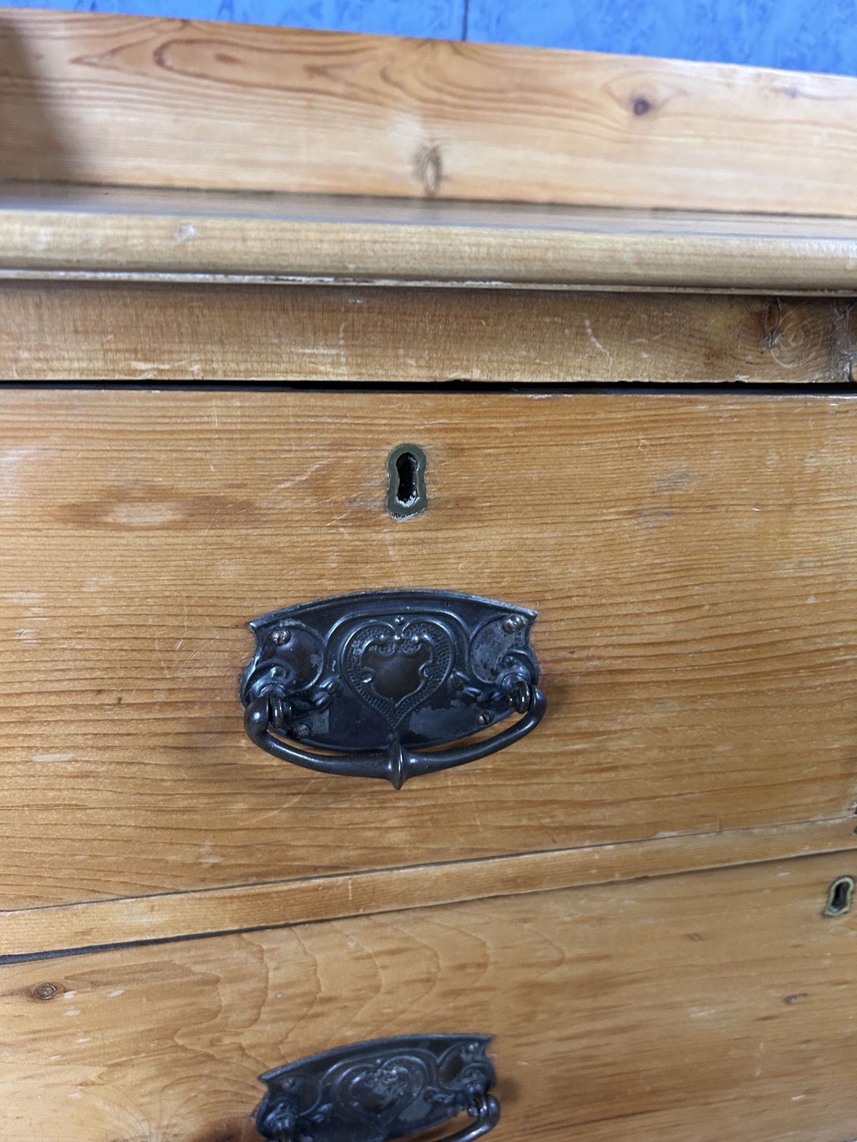 Antique Victorian Pine Chest Of Drawers With Art Nouveau Drop Handles photo Furniture