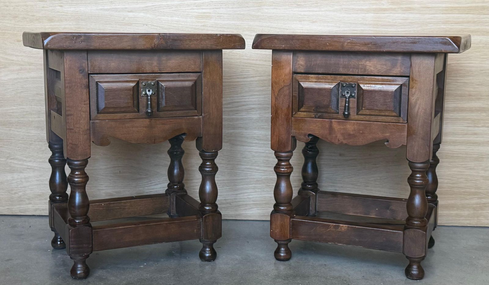 20th Century Spanish Nightstands With Drawer And Iron Hardware photo Furniture