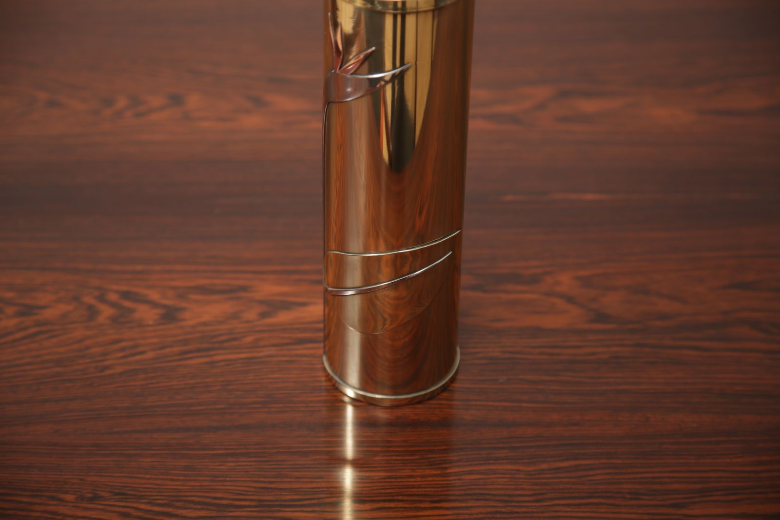 Art Deco Revival Brass Cylindrical Vase By Dara International, Chicago, 1983 photo vintage