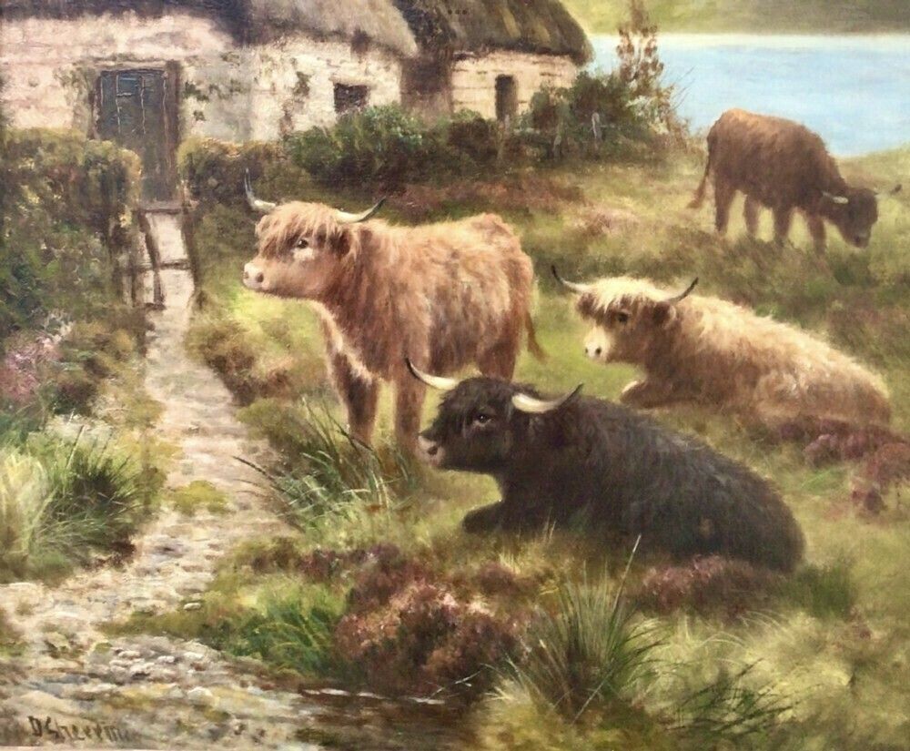 Pair Of Antique Oil Paintings By Daniel Sherrin. photo for sale