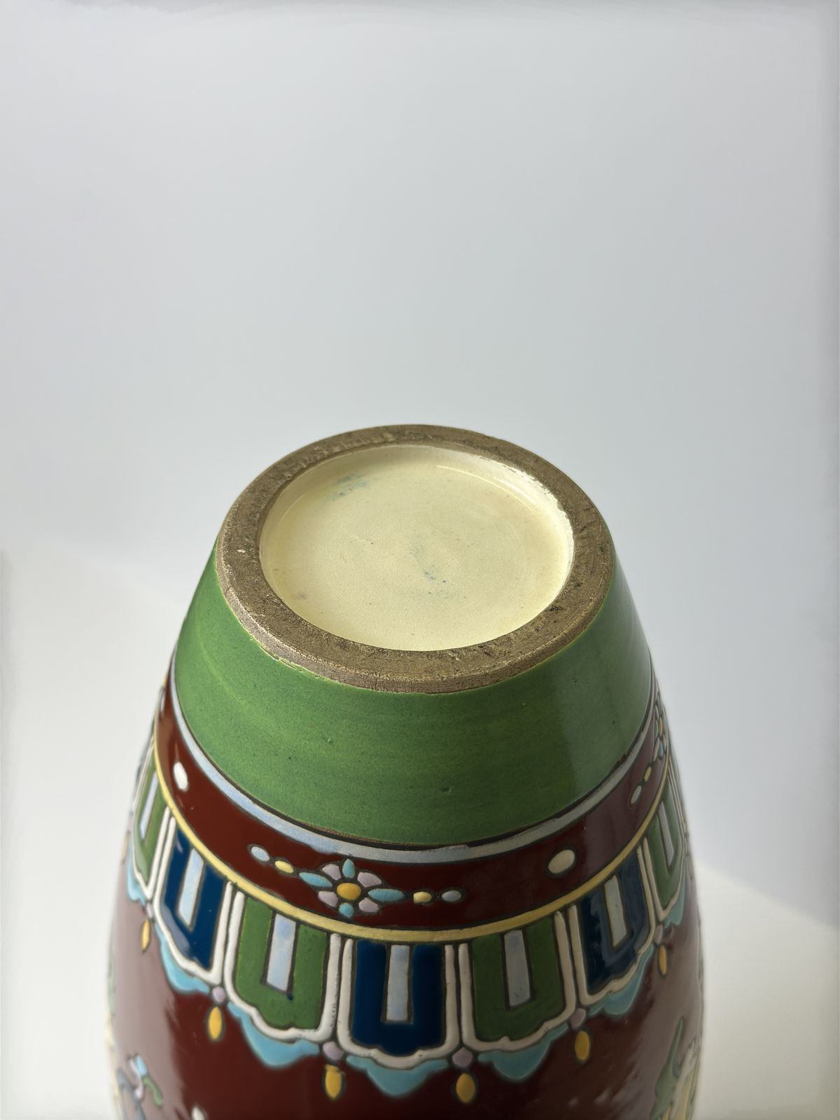 Art Nouveau Enamelled Faience Baluster Vase, French, Circa 1910, Longwy Region photo vintage