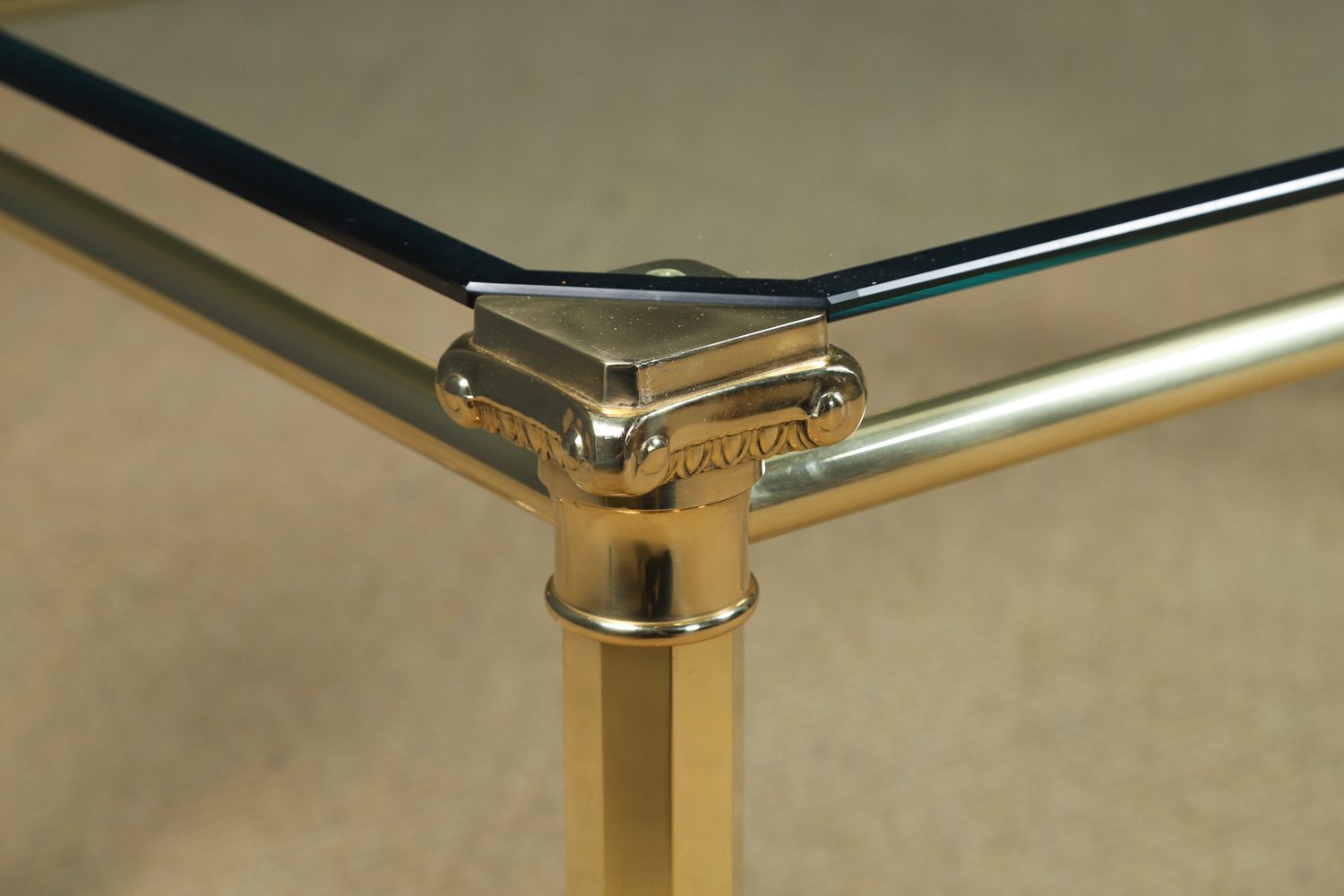 English Georgian Style Brass & Glass Occasional Rectangular Coffee Table(circa 1970) photo vinterior