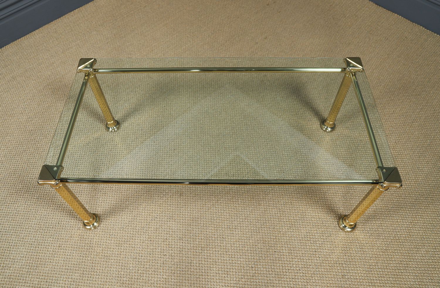 photo furniture English Georgian Style Brass & Glass Occasional Rectangular Coffee Table(circa 1970)