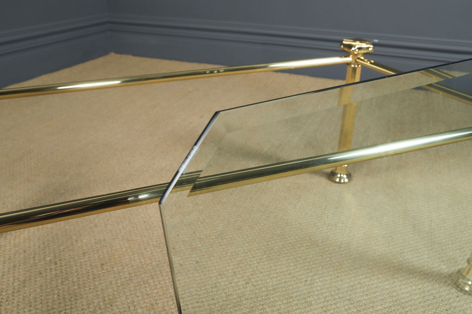 photo buy English Georgian Style Brass & Glass Occasional Rectangular Coffee Table(circa 1970)
