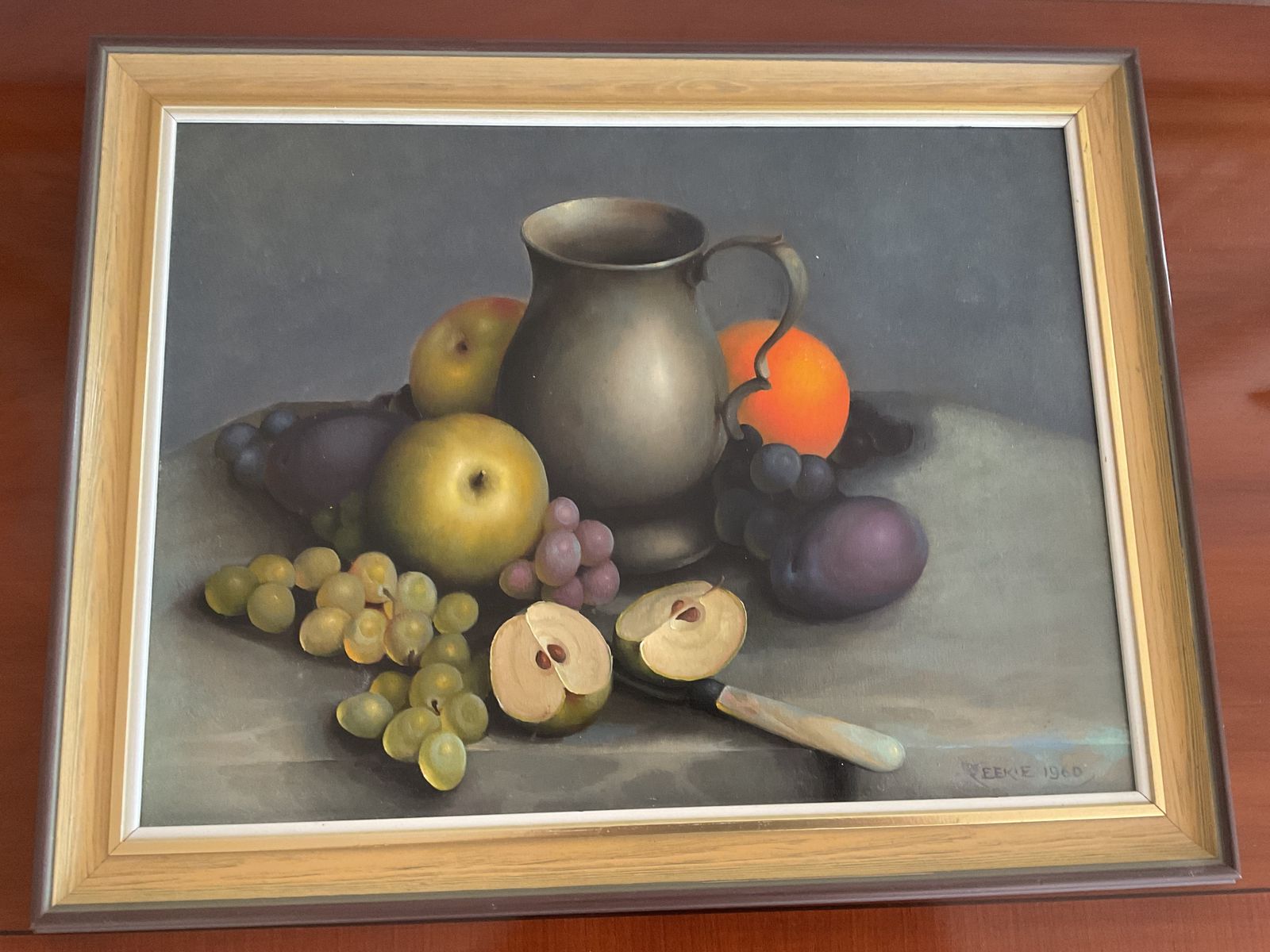 Reekie Print Sill Life Of Fruit With Pewter Jug