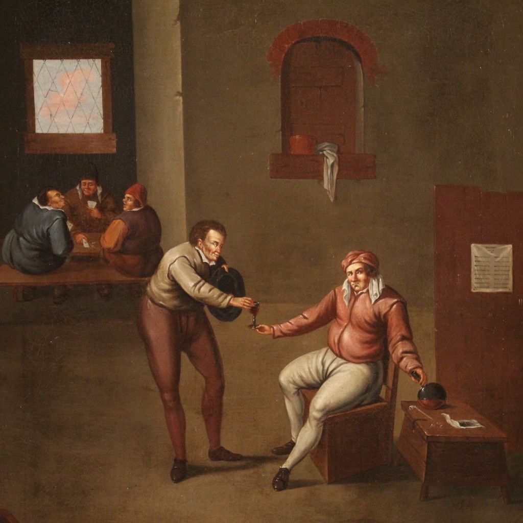 Flemish Interior Scene Painting From The 17th Century photo for sale