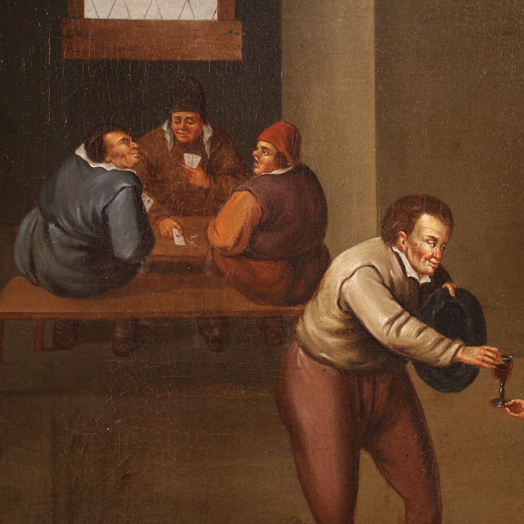 Art Flemish Interior Scene Painting From The 17th Century photo