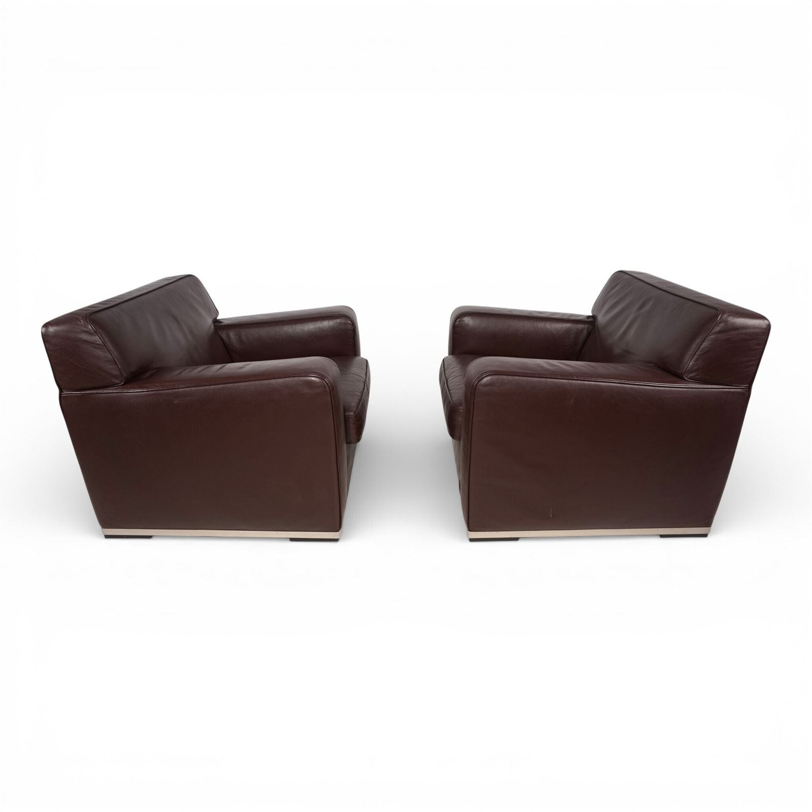 photo for sale Set Of 2 B&B Italia Maxalto Apta Imprimatur Leather Armchairs By Antonio Citterio, 1999
