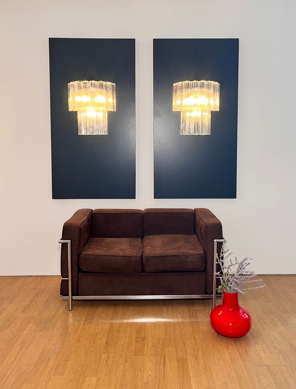 Fantastic Pair Of Murano Glass Tube Wall Sconces   13 Transaparent Glass Tube photo Lighting