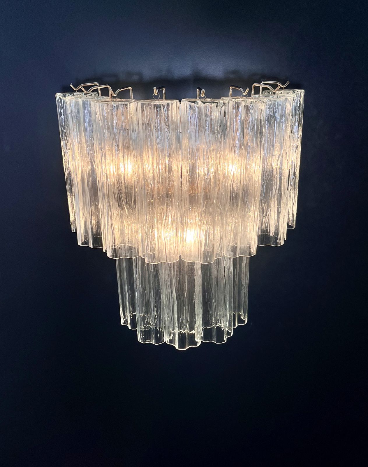 photo buy Fantastic Pair Of Murano Glass Tube Wall Sconces   13 Transaparent Glass Tube