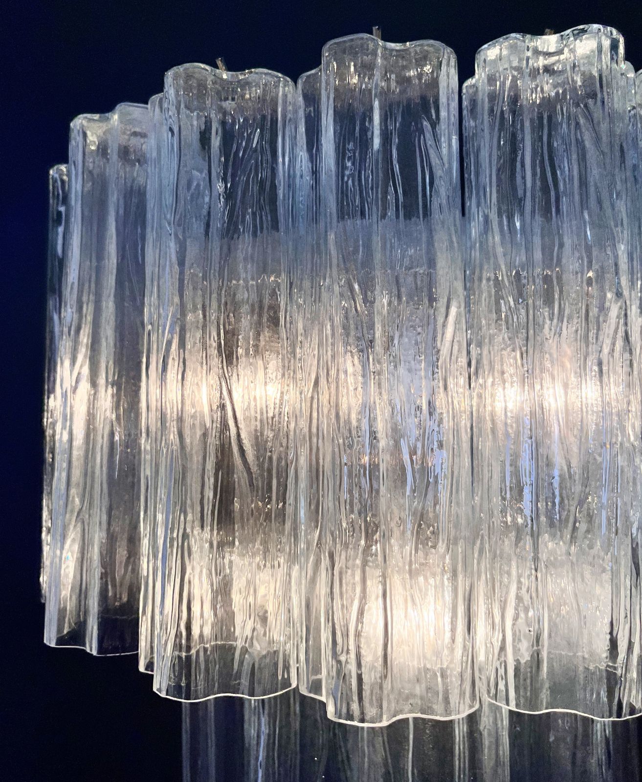 photo vintage Fantastic Pair Of Murano Glass Tube Wall Sconces   13 Transaparent Glass Tube