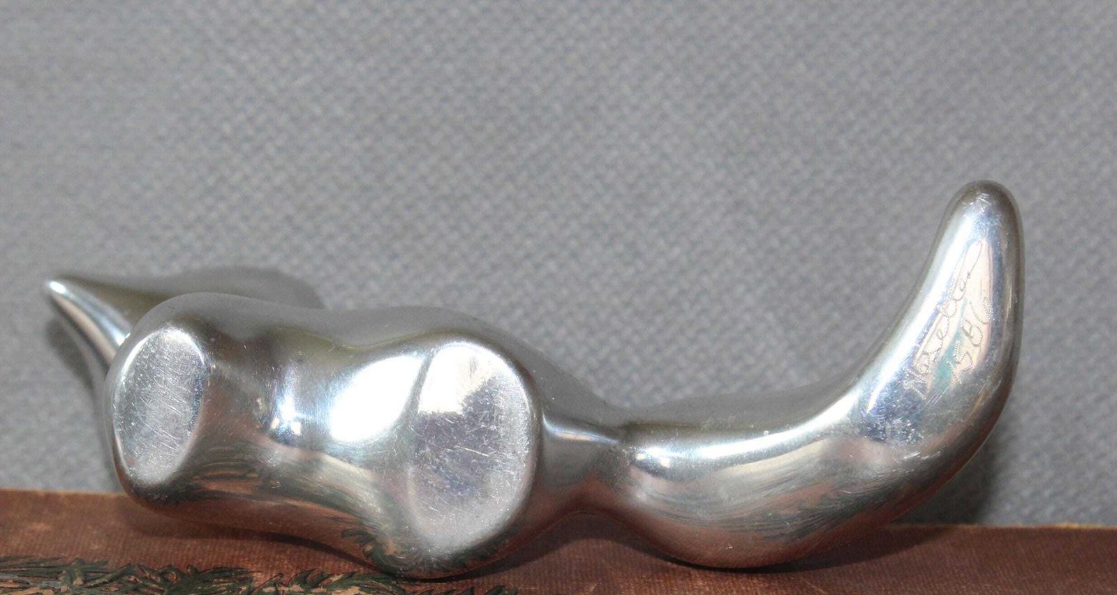 Vintage Hoselton Canada Vossenfiguur, Gepolijst Aluminium, Gesigneerd En Genummerd 1586, Modernistische Abstracte Gestileerde Sculptuur photo buy