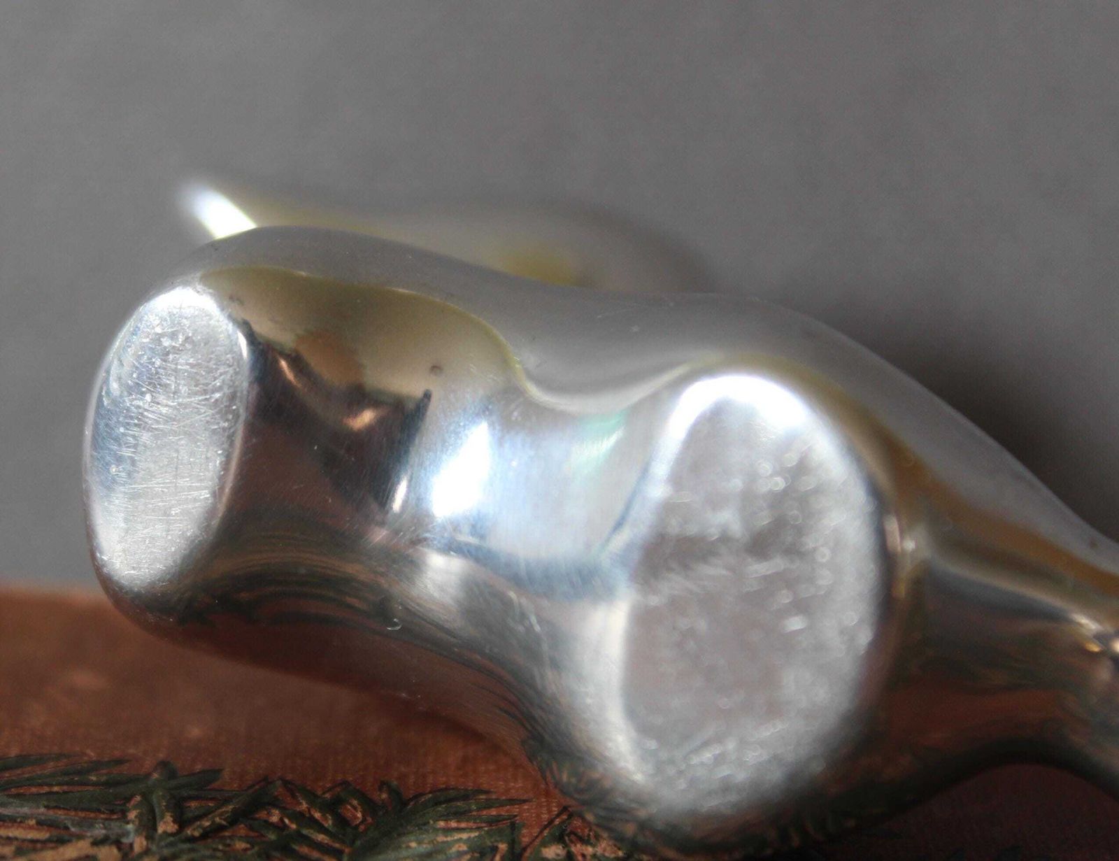Vintage Hoselton Canada Fox Figurine, Polished Aluminum, Signed Numbered 1586, Modernist Abstract Stylized Sculpture photo vintage