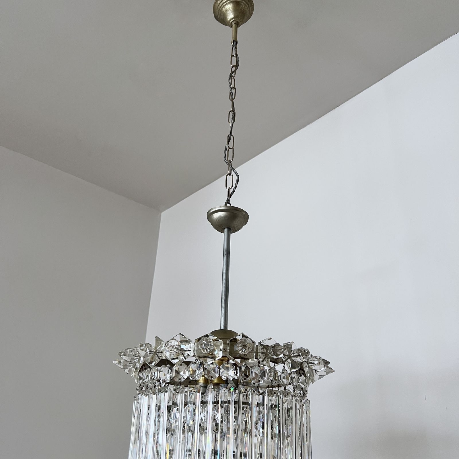 Early 20th Century English Crystal Waterfall Chandelier photo buy