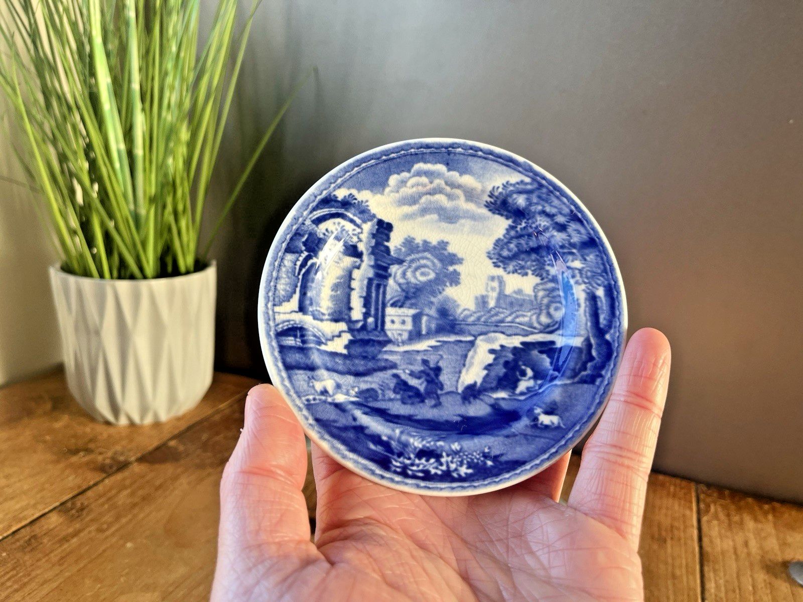 2 Rare Size Antique Copeland Spode Italian Pattern 4.25" Biscuit Plates Mini photo furniture