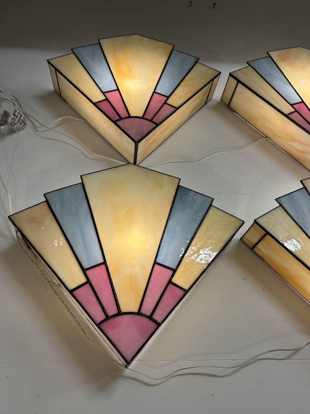 4 X Art Deco Stained Glass Wall Light Covers photo buy