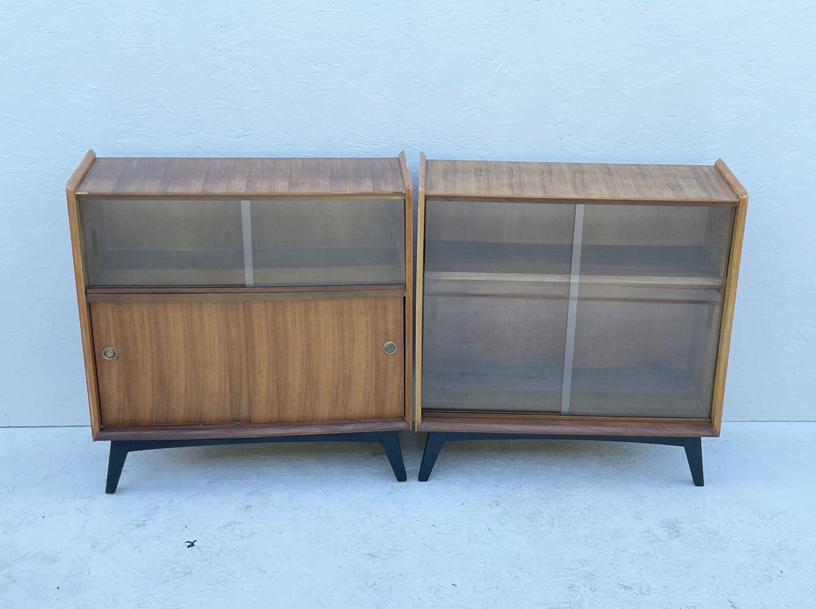 Pair Of Mid Century Glazed Display Cabinets By Wrighton, England C.1960's photo furniture