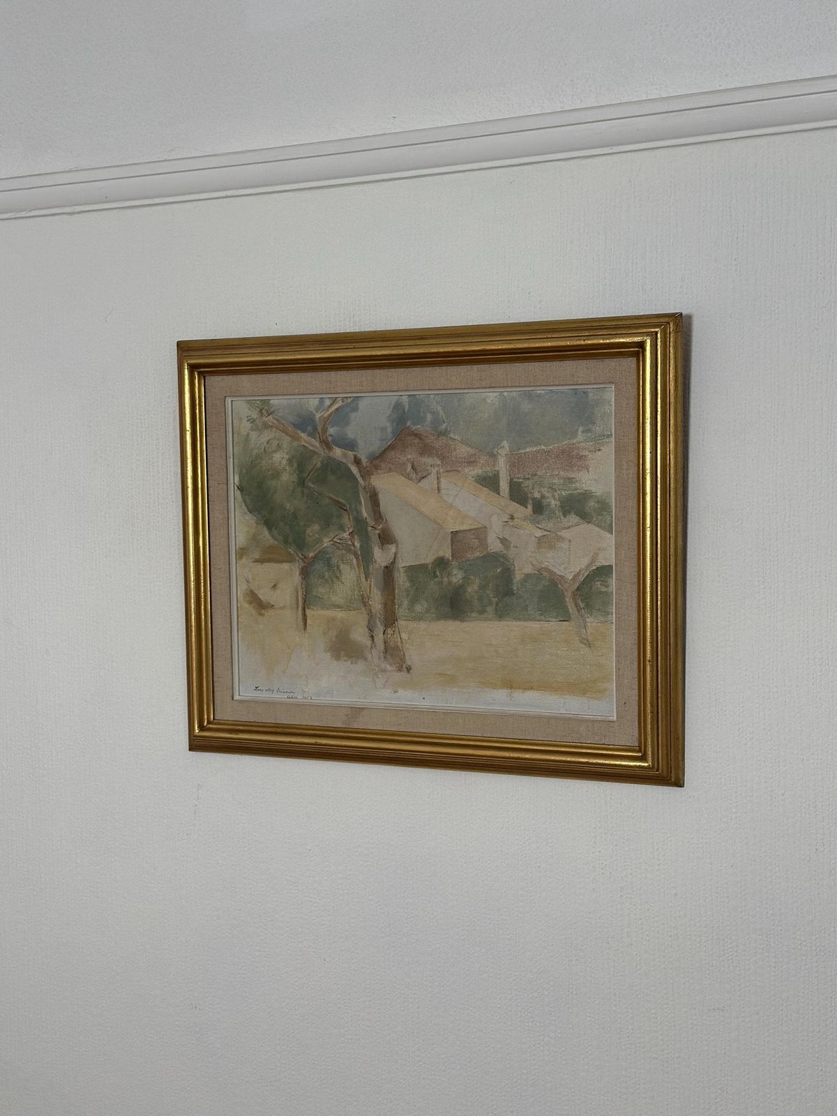 Original Mid Century Swedish Oil On Panel – “Calpe” By Lars Olof Ericsson – Dated 1957 – Vintage & Framed – 47 × 58 Cm (18.5" × 22.8") photo furniture