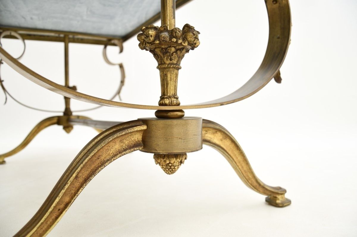 Antique French Brass Marble Top Coffee Table photo Furniture