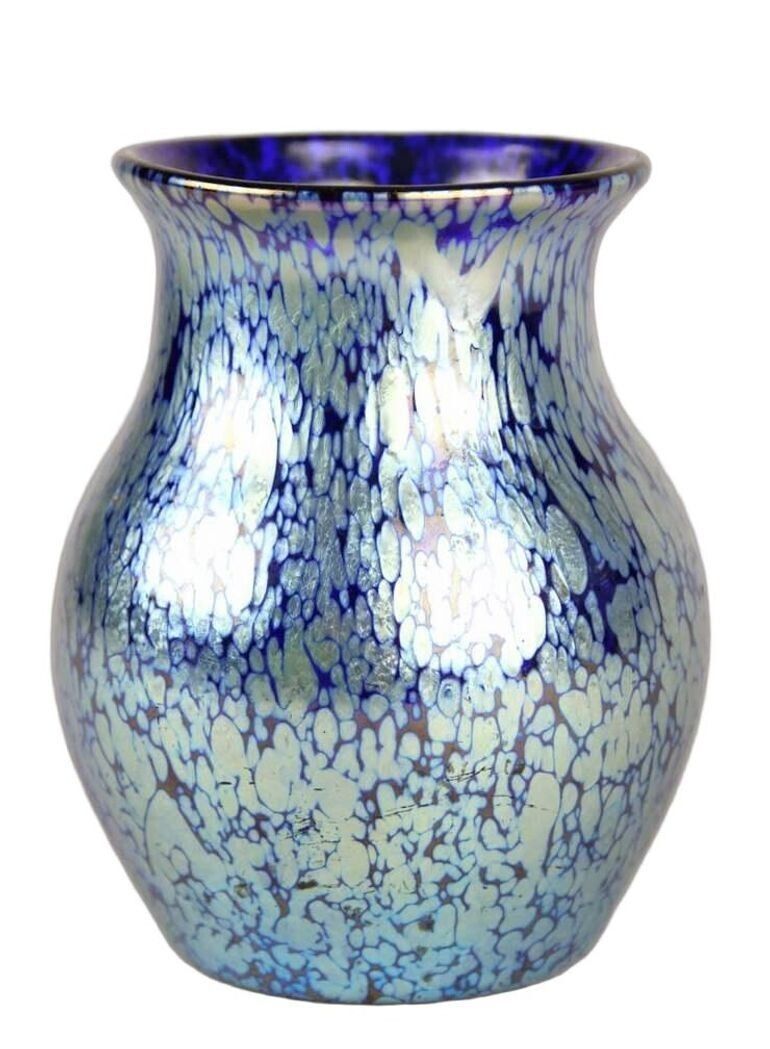 20th Century Loetz Witwe Blue Glass Vase   Decor Cobalt Papillon, Cz, Ca. 1903