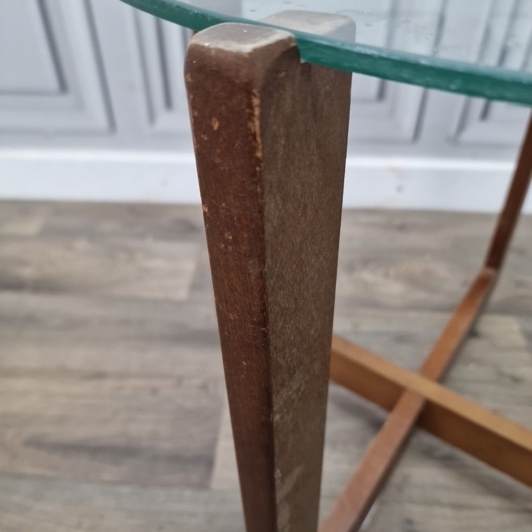 Vintage Glass Side Table Mid Century Modern – Wooden Retro Coffee On Castors photo Furniture