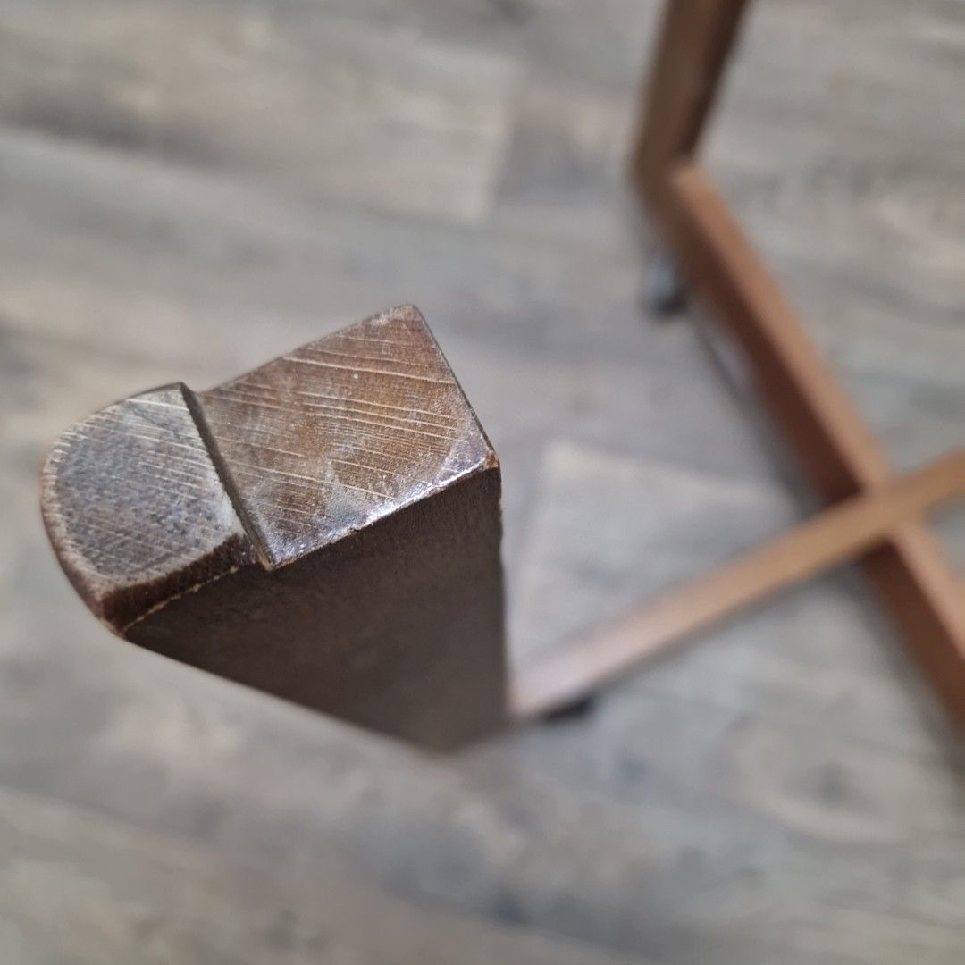 photo vinterior Vintage Glass Side Table Mid Century Modern – Wooden Retro Coffee On Castors