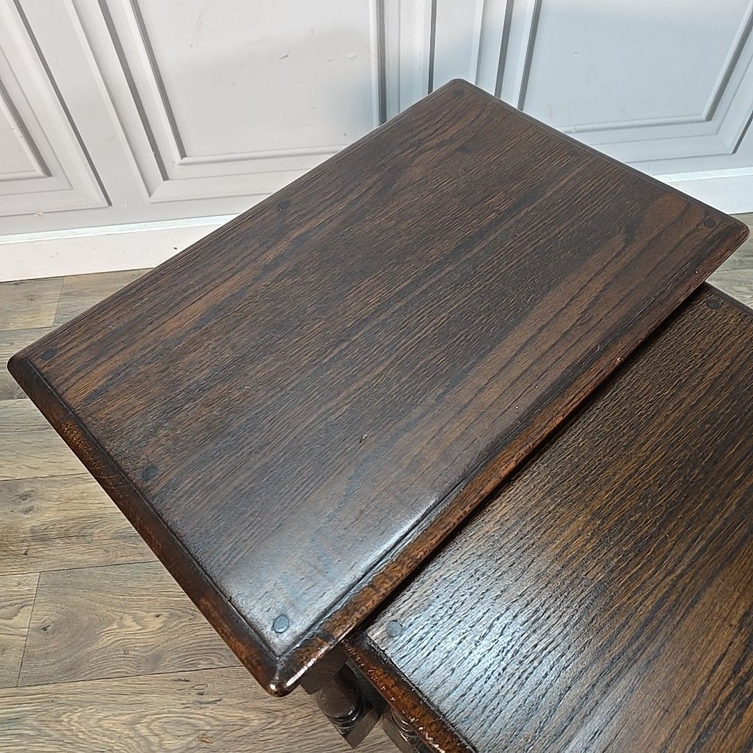 Vintage Nest Of Tables Solid Oak Side Wooden Occasional Cc41 Utility Wartime photo buy