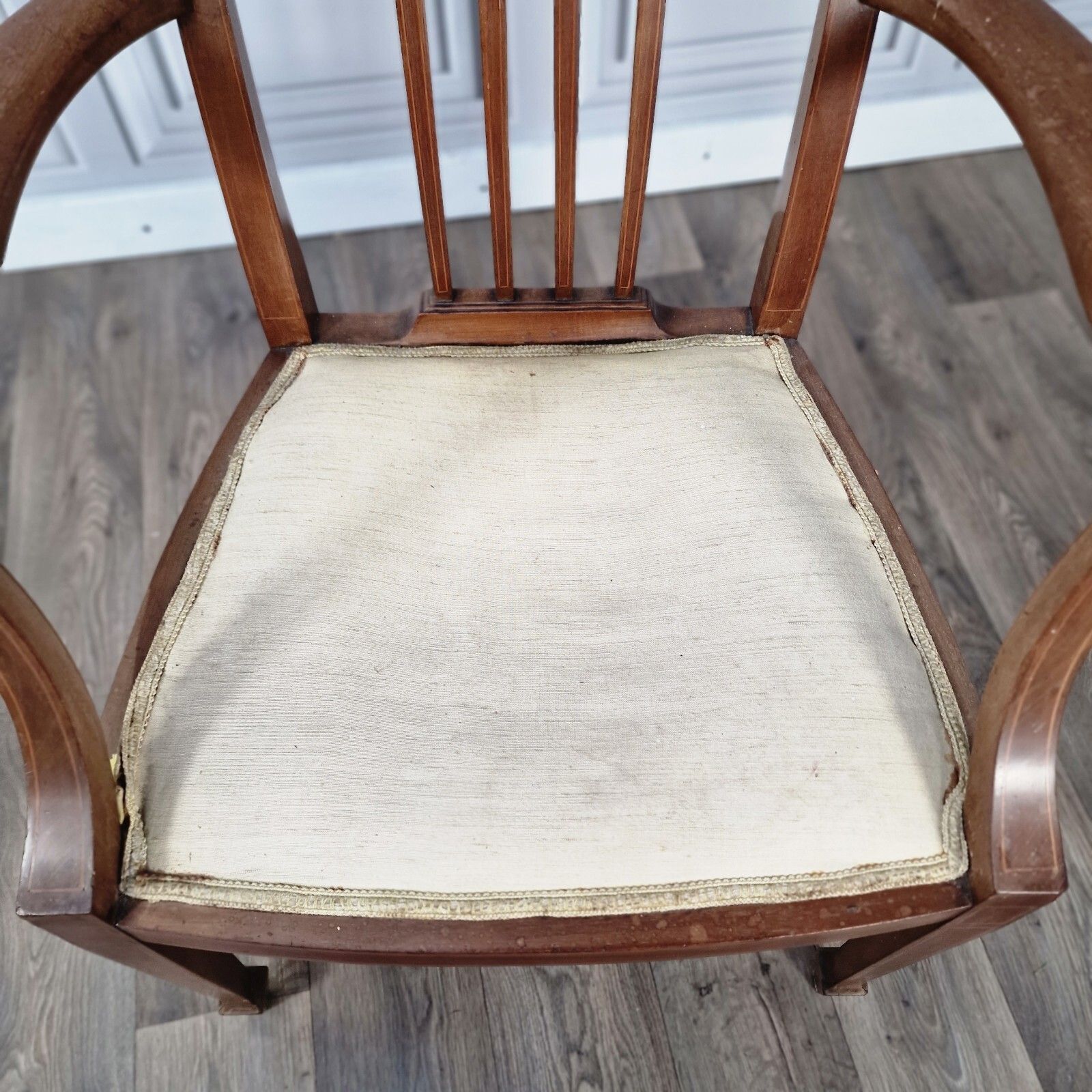 photo for sale Antique Wooden Edwardian Chair Ornate Elbow Carver Armchair Fireside Lounge Desk