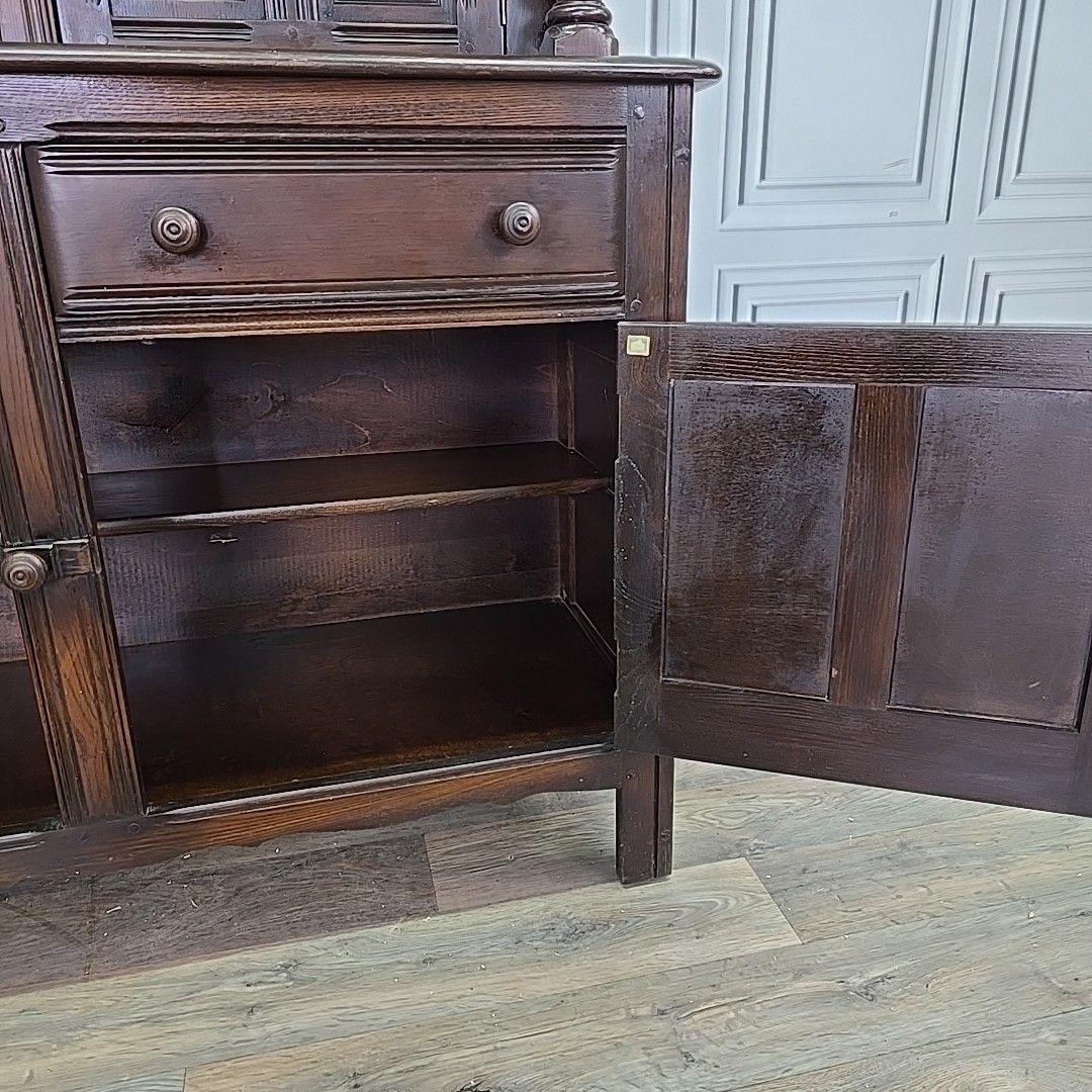 photo buy Vintage Ercol Sideboard Buffet Cabinet – Elm Court Cupboard Jacobean Style