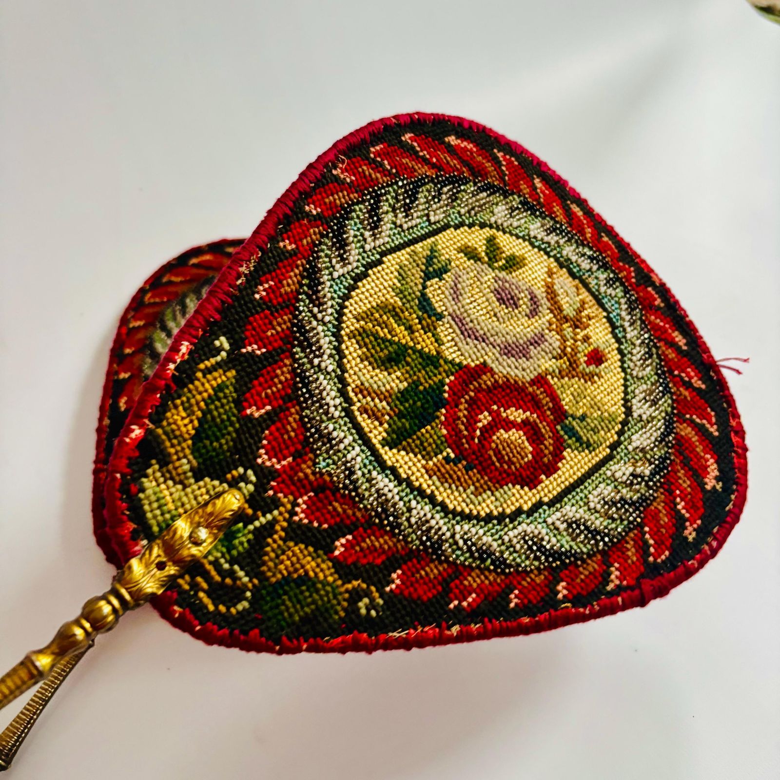 photo buy Antique Needlepoint Fire Face Screens – Napoleonic Style 19th Century French Floral Medallions