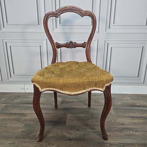 Antique Victorian Bedroom Chair Walnut Cabriole Dining Carved Button Desk Seat photo 110.0