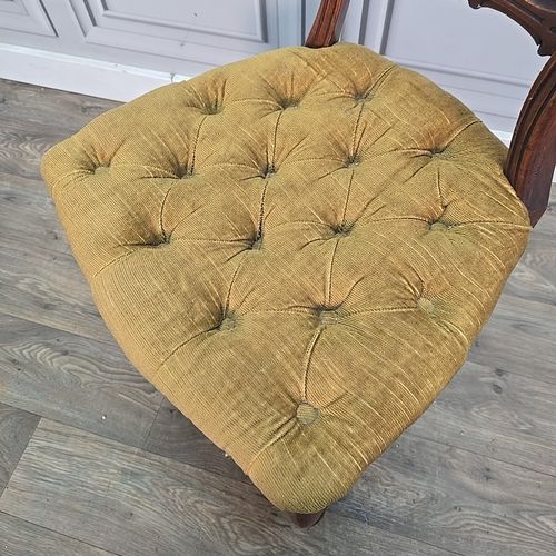 Furniture Antique Victorian Bedroom Chair Walnut Cabriole Dining Carved Button Desk Seat photo
