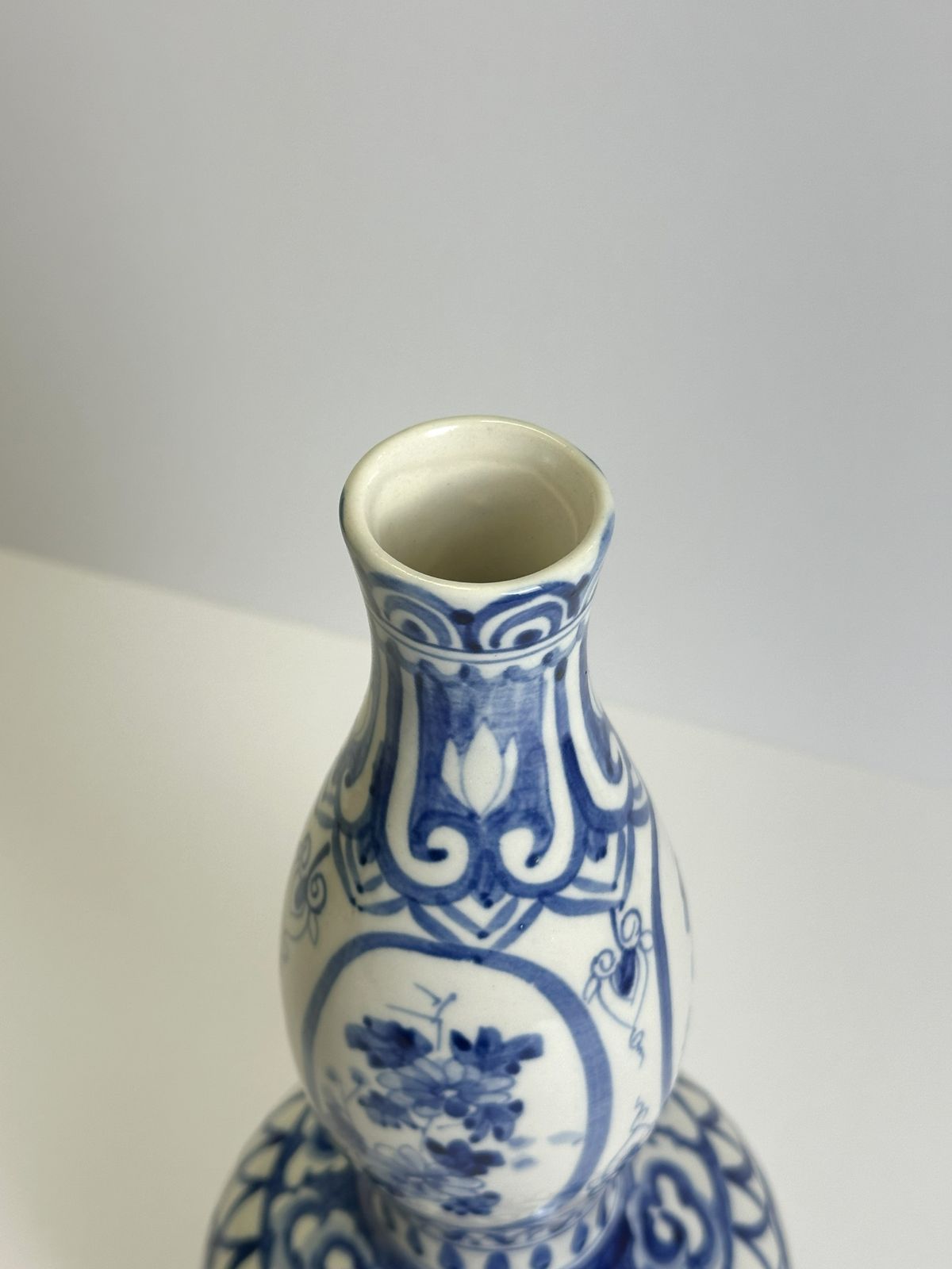 photo furniture Chinese Blue And White Porcelain Huluping Double Gourd Vase, Ming Style, 1930s