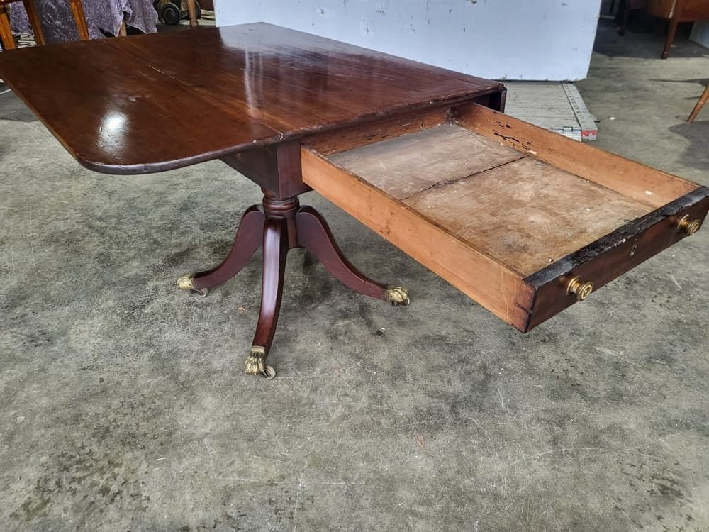 Antique Victorian Pedestal Drop Leaf Quad Base Table Seat 6 photo Furniture