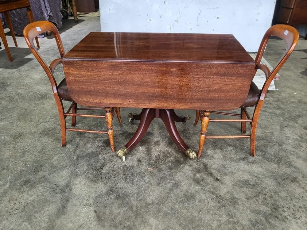 Antique Victorian Pedestal Drop Leaf Quad Base Table Seat 6 photo buy