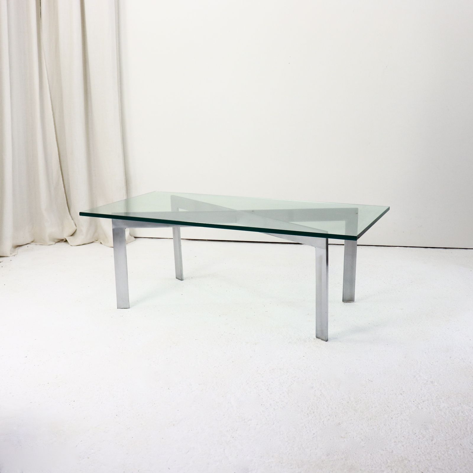 Glass & Nickel Plated Steel Coffee Table, 1980s–90s